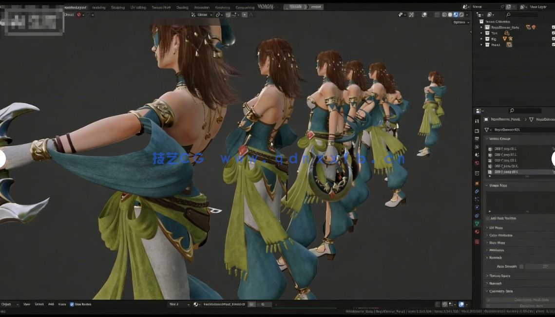 [独立角色] 皇家舞者概念艺术精美女性角色3D模型(图3)