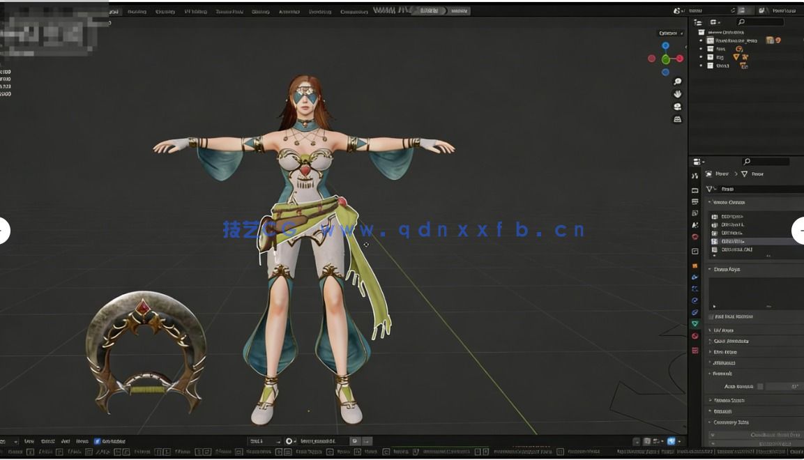 [独立角色] 皇家舞者概念艺术精美女性角色3D模型(图2)