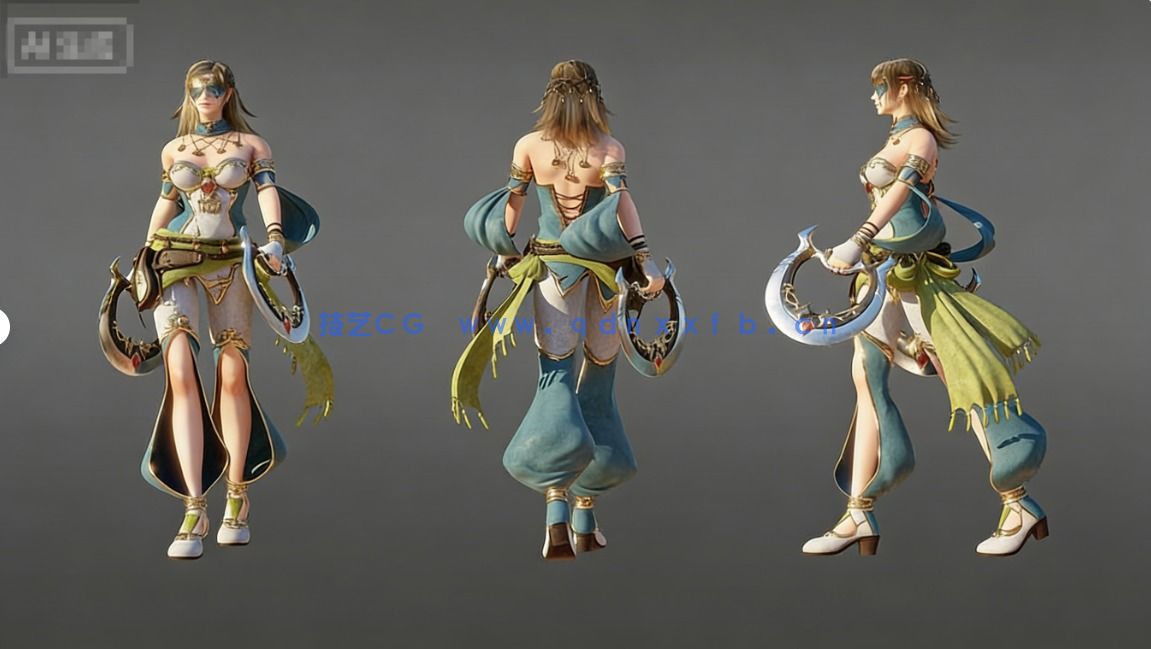 [独立角色] 皇家舞者概念艺术精美女性角色3D模型(图9)