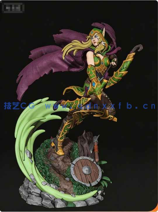 [独立角色] 奥蕾莉亚·风行者《魔兽争霸III：混乱之治》游戏角色雕刻手办3D打印模型(图2)
