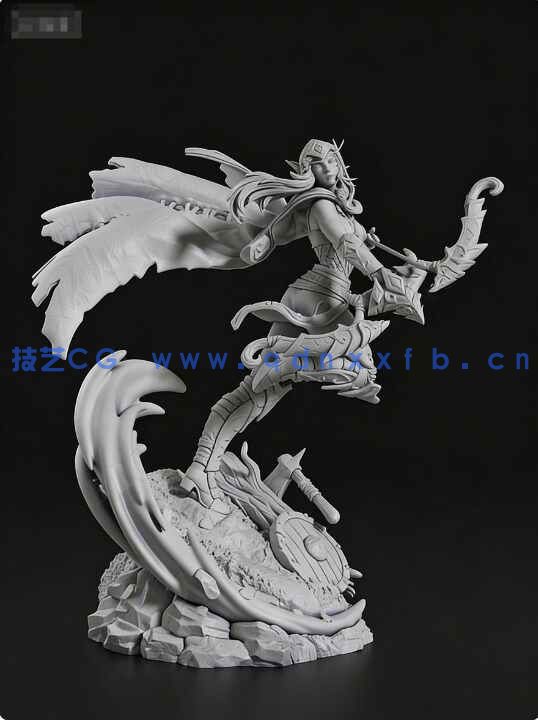 [独立角色] 奥蕾莉亚·风行者《魔兽争霸III：混乱之治》游戏角色雕刻手办3D打印模型(图5)