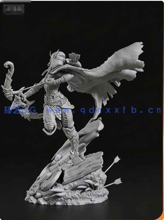 [独立角色] 奥蕾莉亚·风行者《魔兽争霸III：混乱之治》游戏角色雕刻手办3D打印模型(图6)
