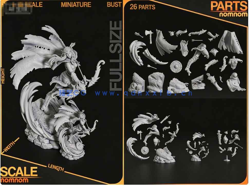 [独立角色] 奥蕾莉亚·风行者《魔兽争霸III：混乱之治》游戏角色雕刻手办3D打印模型(图7)