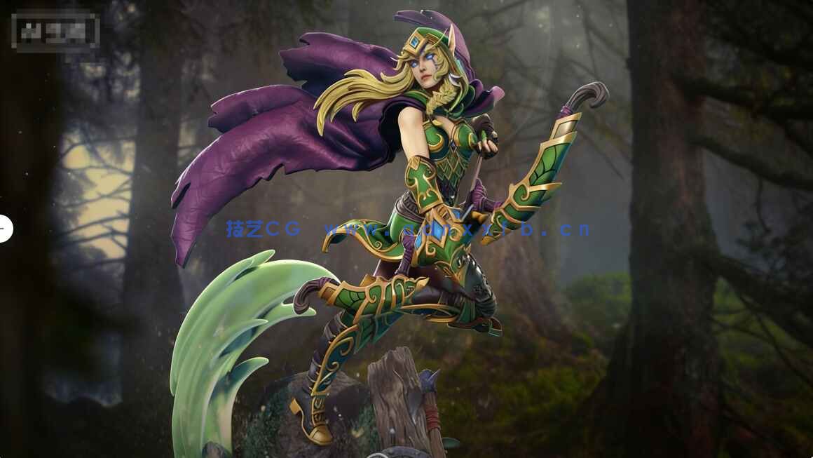 [独立角色] 奥蕾莉亚·风行者《魔兽争霸III：混乱之治》游戏角色雕刻手办3D打印模型(图8)