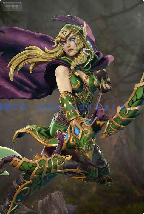 [独立角色] 奥蕾莉亚·风行者《魔兽争霸III：混乱之治》游戏角色雕刻手办3D打印模型(图1)