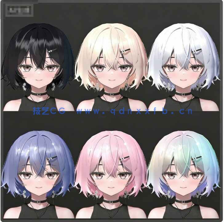 [独立角色] Blender动漫风格女性角色基础人体3D模型 附骨骼绑定(图6)