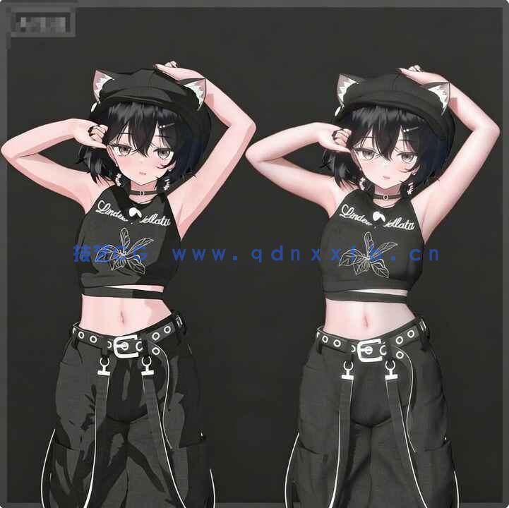 [独立角色] Blender动漫风格女性角色基础人体3D模型 附骨骼绑定(图4)