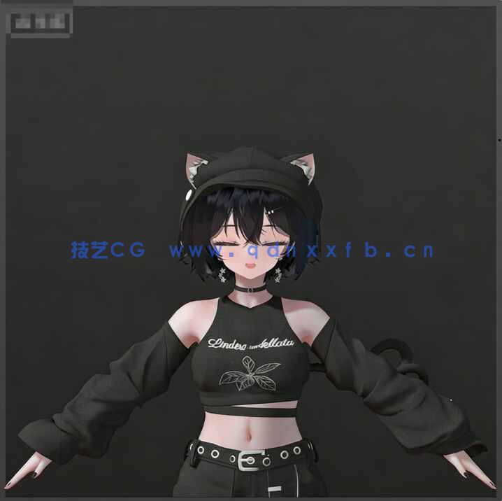 [独立角色] Blender动漫风格女性角色基础人体3D模型 附骨骼绑定(图5)