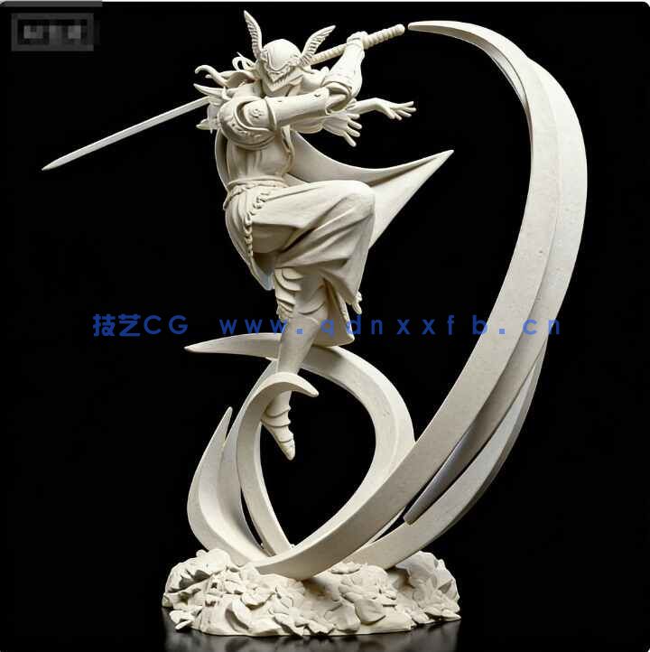 [独立角色] 玛莲妮亚战斗姿势艾尔登法环游戏角色雕塑3D打印模型(图2)