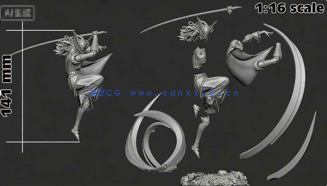 [独立角色] 玛莲妮亚战斗姿势艾尔登法环游戏角色雕塑3D打印模型(图7)