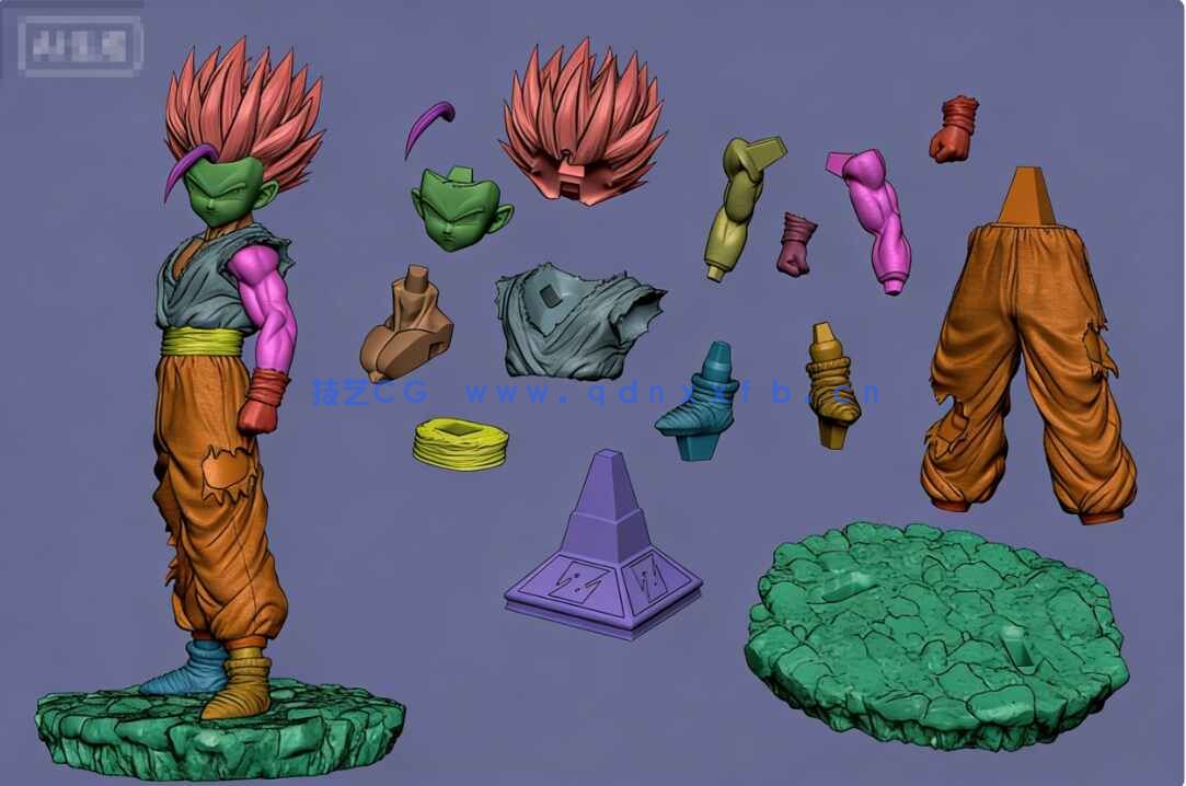 [独立角色] 孙悟饭超级赛亚人2《七龙珠》动漫角色雕塑雕刻3D模型(图5)