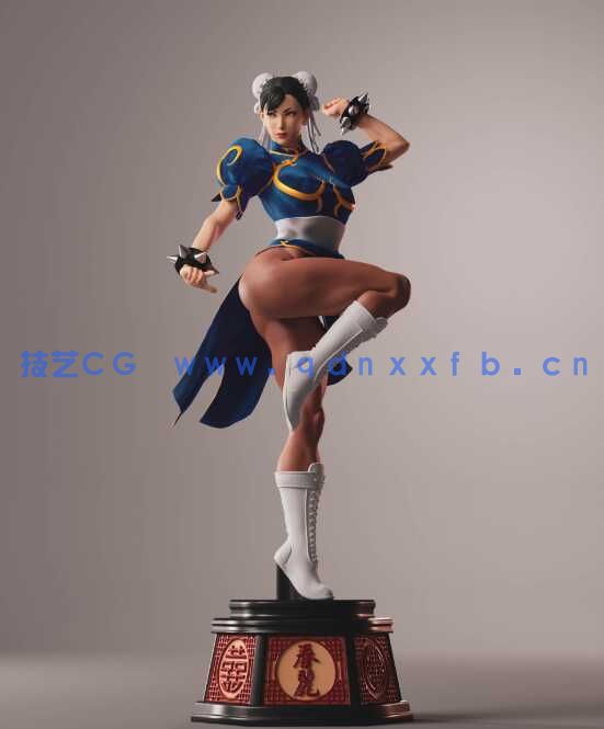 [独立角色] 春丽站姿《街头霸王》游戏角色雕塑3D打印模型(图2)