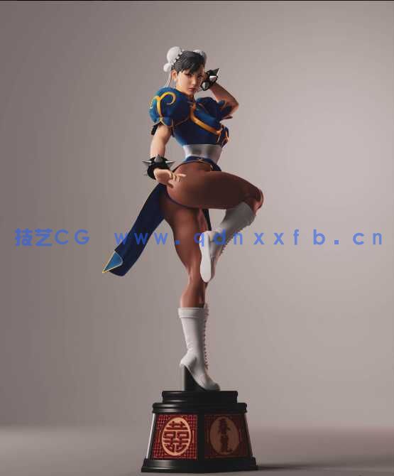 [独立角色] 春丽站姿《街头霸王》游戏角色雕塑3D打印模型(图3)