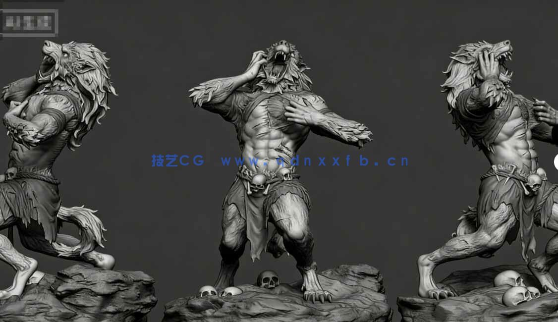 [独立角色] 狼人传说神话角色雕刻手办3D打印模型(图4)