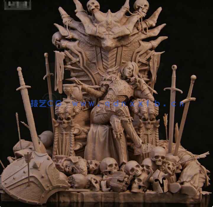 [独立角色] Aleehra龙骑士王座人物角色雕刻手办3D打印模型(图3)