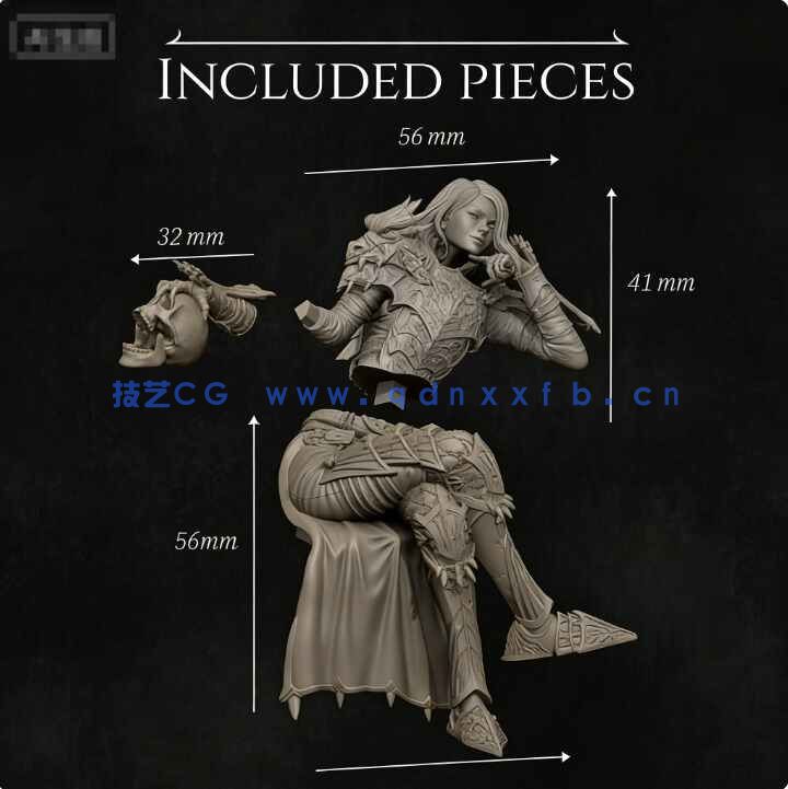 [独立角色] Aleehra龙骑士王座人物角色雕刻手办3D打印模型(图6)