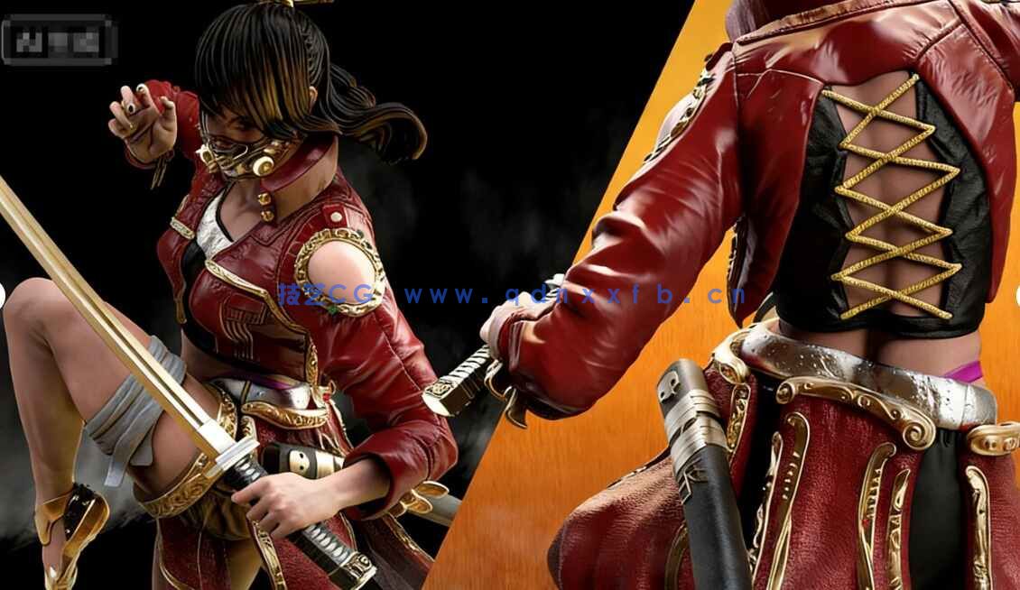 [独立角色] 女武士剑客角色雕塑3D打印模型(图4)