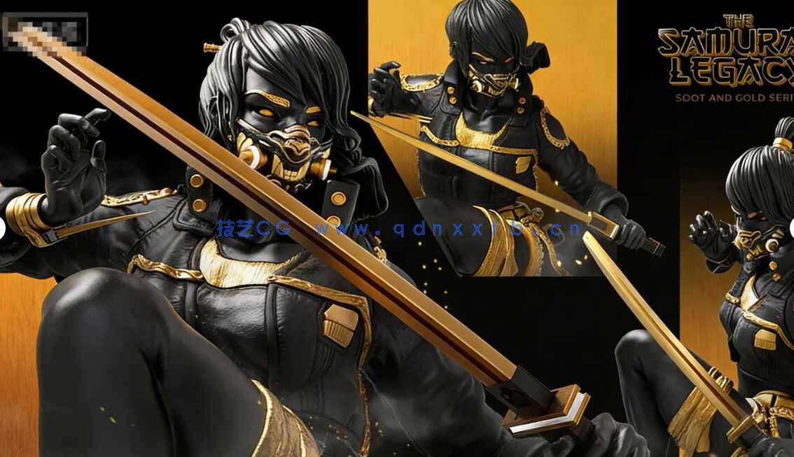 [独立角色] 女武士剑客角色雕塑3D打印模型(图1)