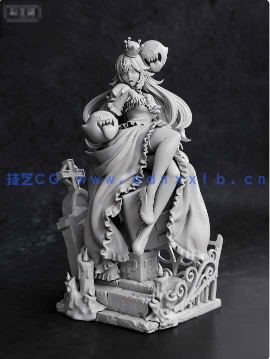 [独立角色] 害羞幽灵王姬《超级马力欧兄弟》动漫角色雕塑3D打印模型(图4)