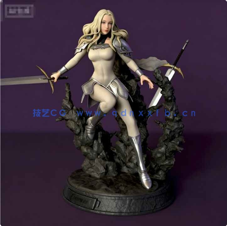 [独立角色] 泰蕾莎坐姿《大剑》动漫角色雕塑3D打印模型(图1)