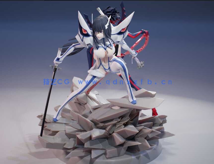 [独立角色] 缠流子和鬼龙院皐月《斩服少女》动漫角色雕塑3D打印模型(图2)