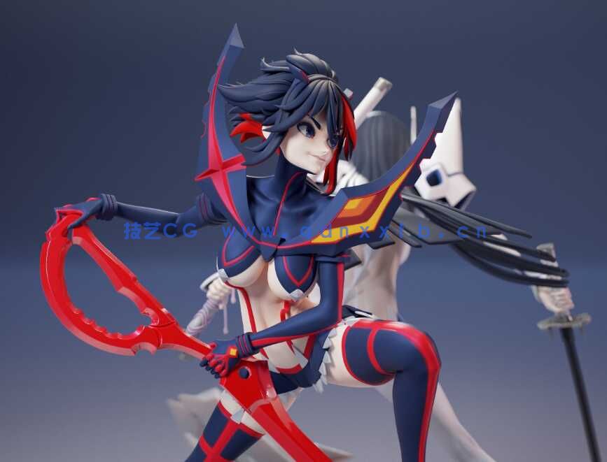 [独立角色] 缠流子和鬼龙院皐月《斩服少女》动漫角色雕塑3D打印模型(图5)