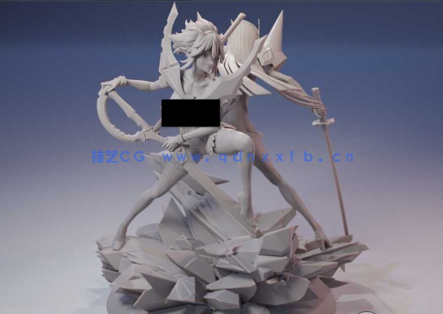 [独立角色] 缠流子和鬼龙院皐月《斩服少女》动漫角色雕塑3D打印模型(图6)