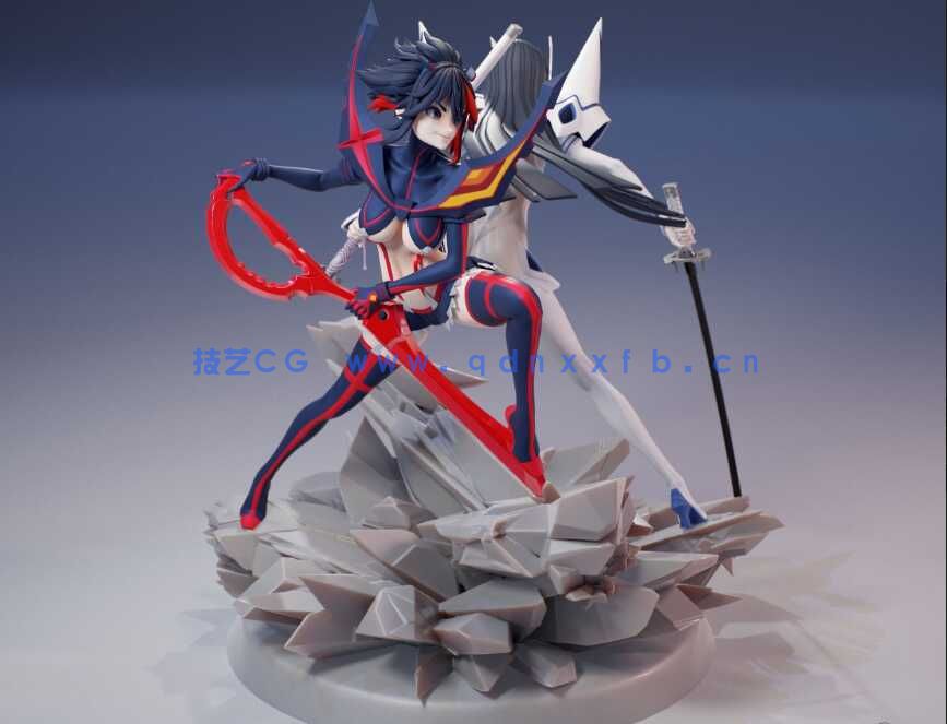 [独立角色] 缠流子和鬼龙院皐月《斩服少女》动漫角色雕塑3D打印模型(图4)