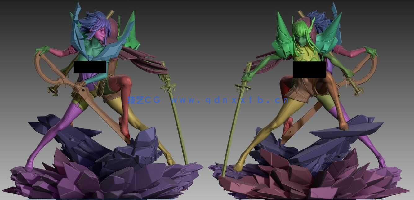 [独立角色] 缠流子和鬼龙院皐月《斩服少女》动漫角色雕塑3D打印模型(图8)