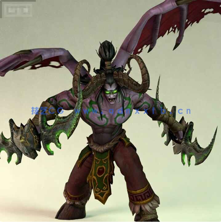 [独立角色] 伊利丹魔兽争霸游戏角色雕塑3D模型(图1)