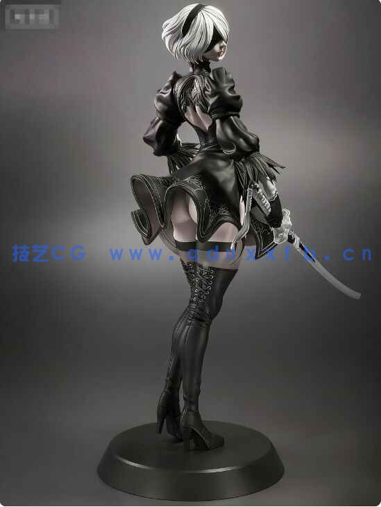 [独立角色] 2B华丽姿态《尼尔：机械纪元》游戏角色雕塑3D打印模型(图2)