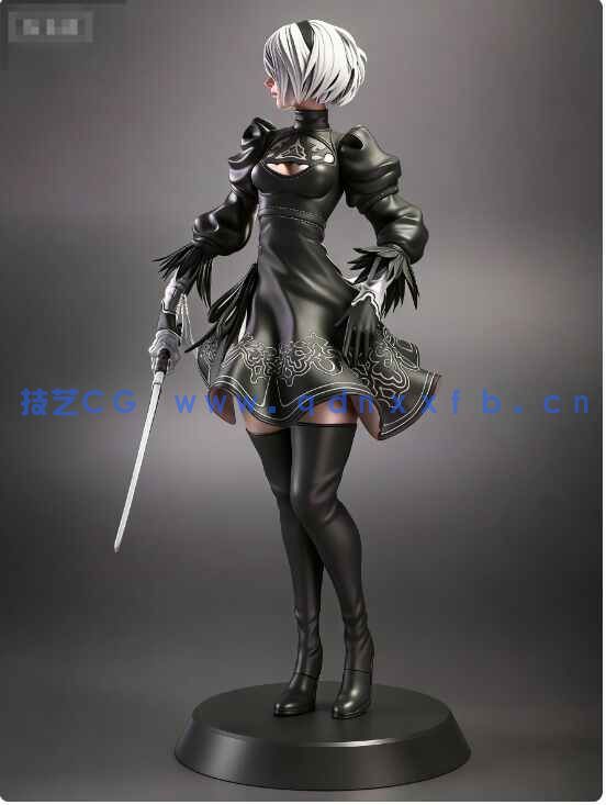 [独立角色] 2B华丽姿态《尼尔：机械纪元》游戏角色雕塑3D打印模型(图3)