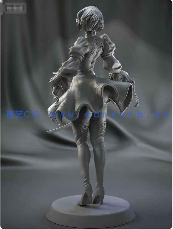 [独立角色] 2B华丽姿态《尼尔：机械纪元》游戏角色雕塑3D打印模型(图8)