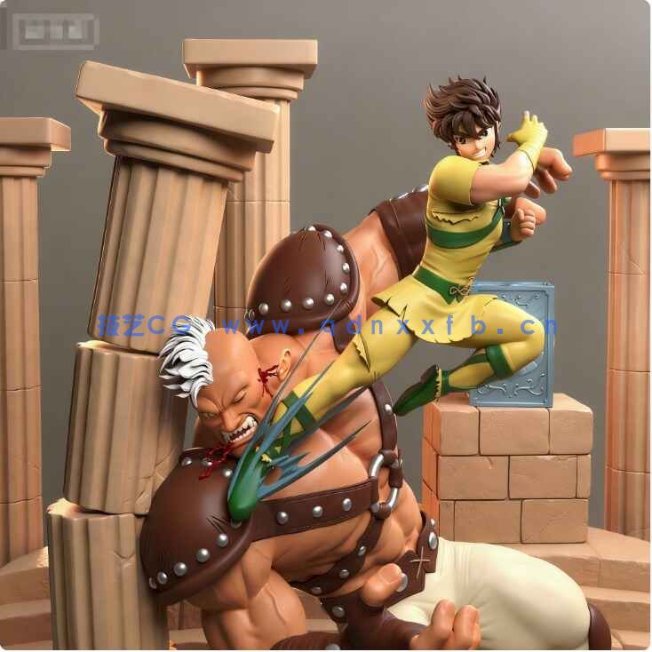 [独立角色] 圣斗士星矢动漫角色星矢对战卡西欧士雕塑3D打印模型(图3)