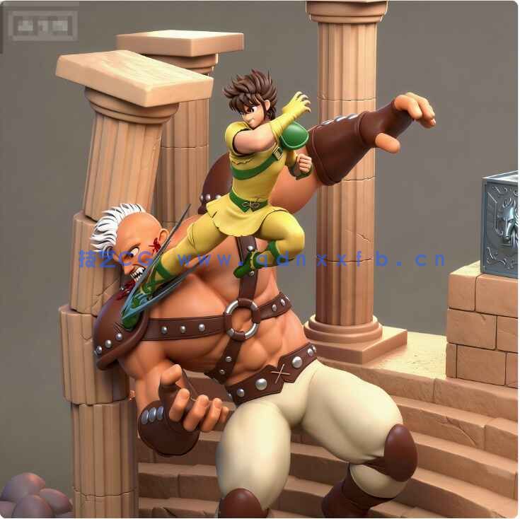 [独立角色] 圣斗士星矢动漫角色星矢对战卡西欧士雕塑3D打印模型(图2)