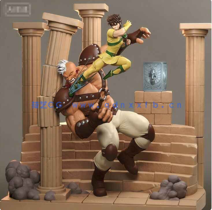 [独立角色] 圣斗士星矢动漫角色星矢对战卡西欧士雕塑3D打印模型(图1)