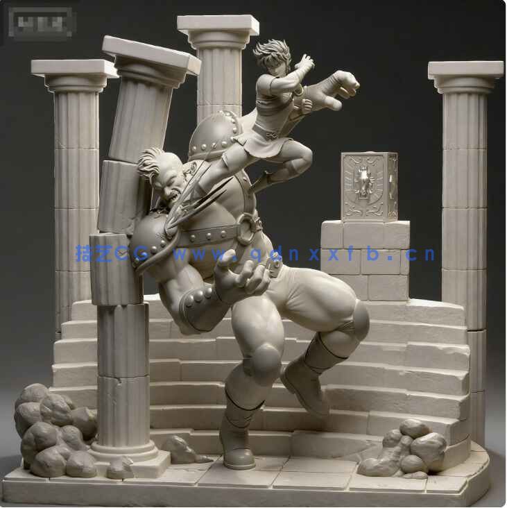 [独立角色] 圣斗士星矢动漫角色星矢对战卡西欧士雕塑3D打印模型(图5)