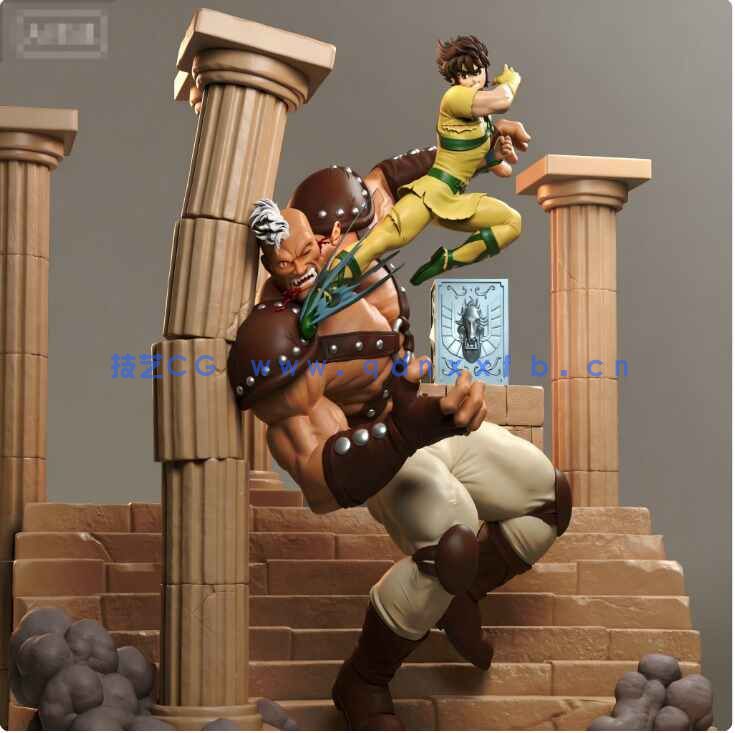 [独立角色] 圣斗士星矢动漫角色星矢对战卡西欧士雕塑3D打印模型(图4)