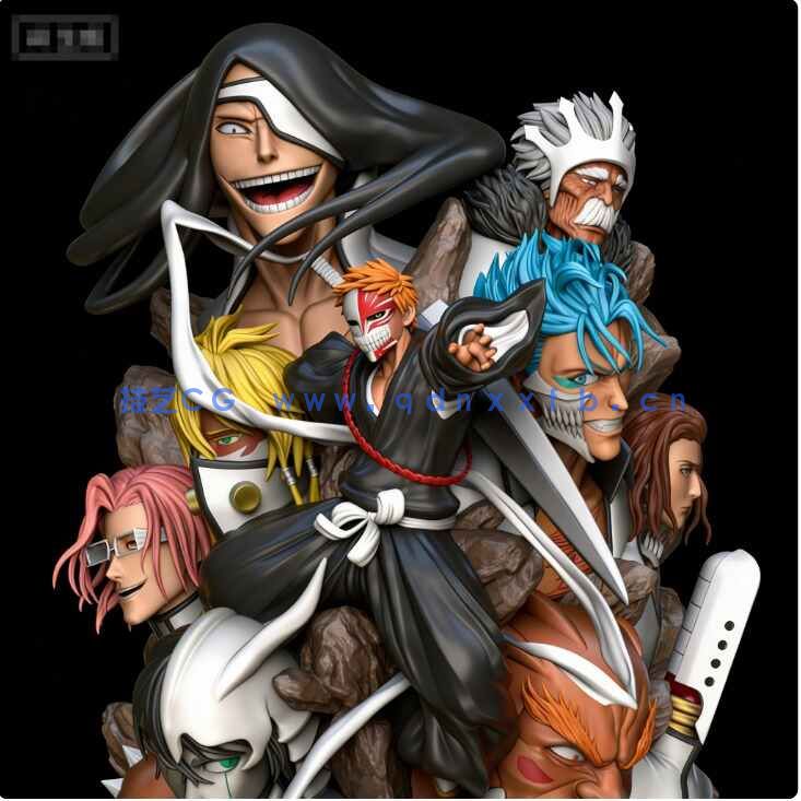 [独立角色] 黑崎一护等全家福《死神》动漫角色雕塑3D打印模型(图1)