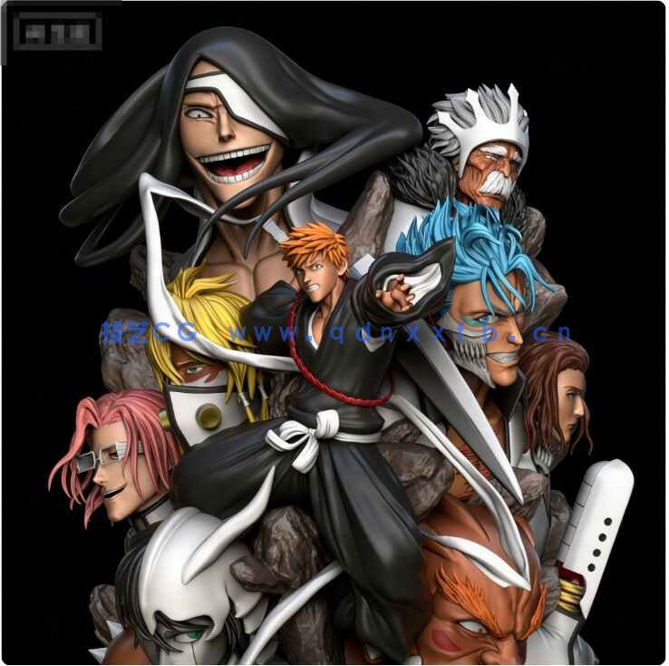 [独立角色] 黑崎一护等全家福《死神》动漫角色雕塑3D打印模型(图2)