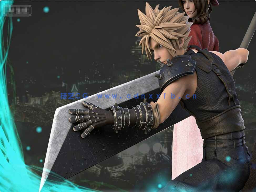 [独立角色] 最终幻想7重制版游戏角色克劳德蒂法爱丽丝雕塑3D打印模型(图6)