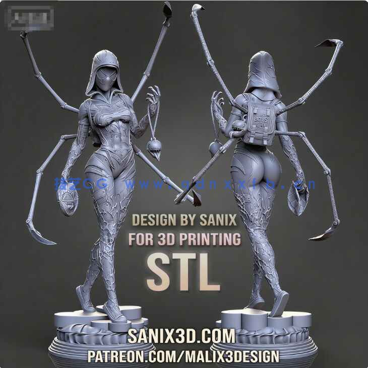 [独立角色] 格温史黛西蜘蛛侠平行宇宙动画角色雕塑3D打印模型(图3)