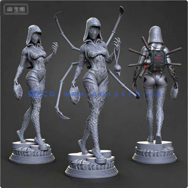 [独立角色] 格温史黛西蜘蛛侠平行宇宙动画角色雕塑3D打印模型(图2)