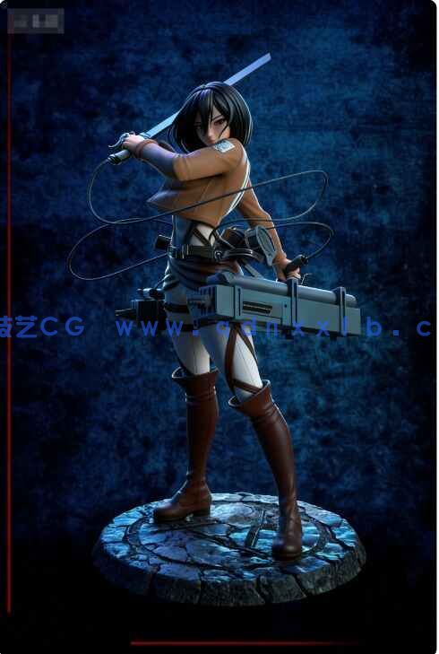 [独立角色] 三笠阿克曼进击的巨人动漫角色持剑雕塑3D打印模型(图1)