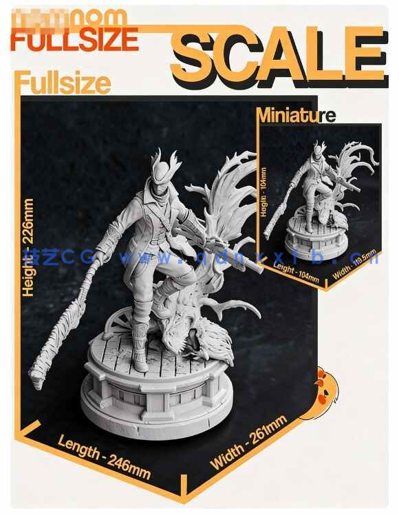 [独立角色] 血源诅咒老猎人游戏角色雕塑3D打印模型(图6)