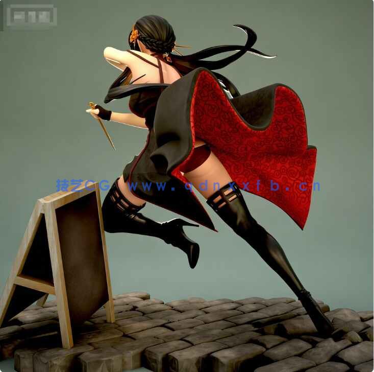 [独立角色] 约尔福杰间谍过家家动漫角色飞身速跑雕塑3D打印模型(图3)