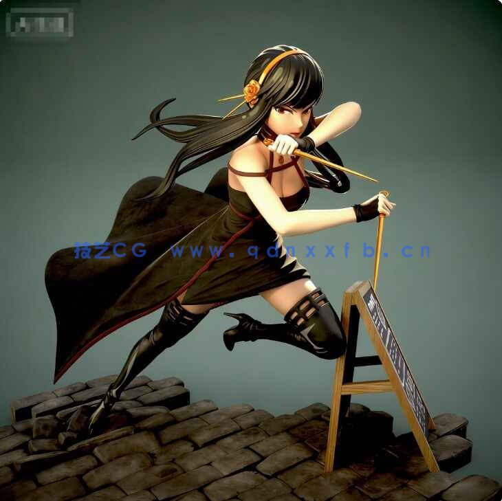 [独立角色] 约尔福杰间谍过家家动漫角色飞身速跑雕塑3D打印模型(图1)