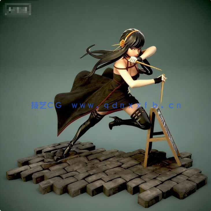 [独立角色] 约尔福杰间谍过家家动漫角色飞身速跑雕塑3D打印模型(图2)