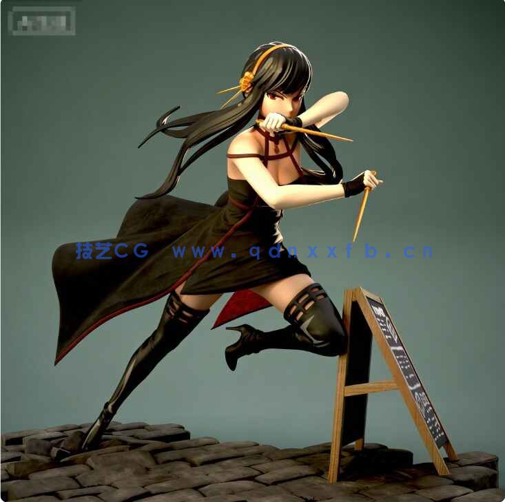 [独立角色] 约尔福杰间谍过家家动漫角色飞身速跑雕塑3D打印模型(图6)