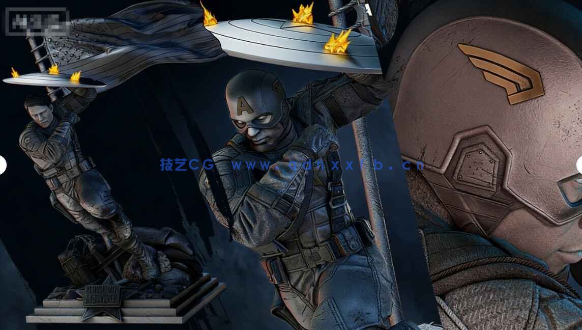 [独立角色] 美国队长影视动漫角色雕塑3D打印模型(图1)